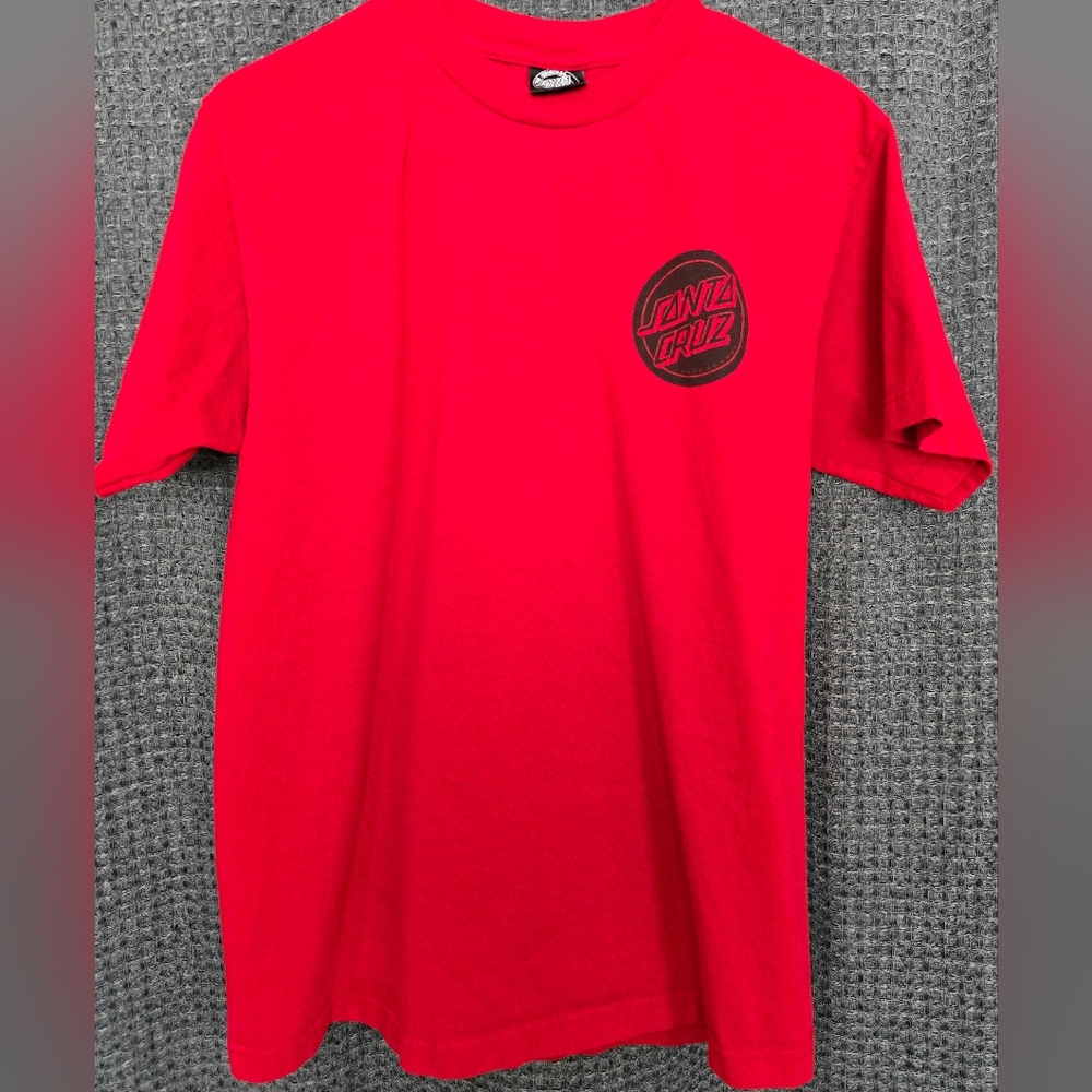 Santa Cruz Skateboards Red and Black Short Sleeve Tee